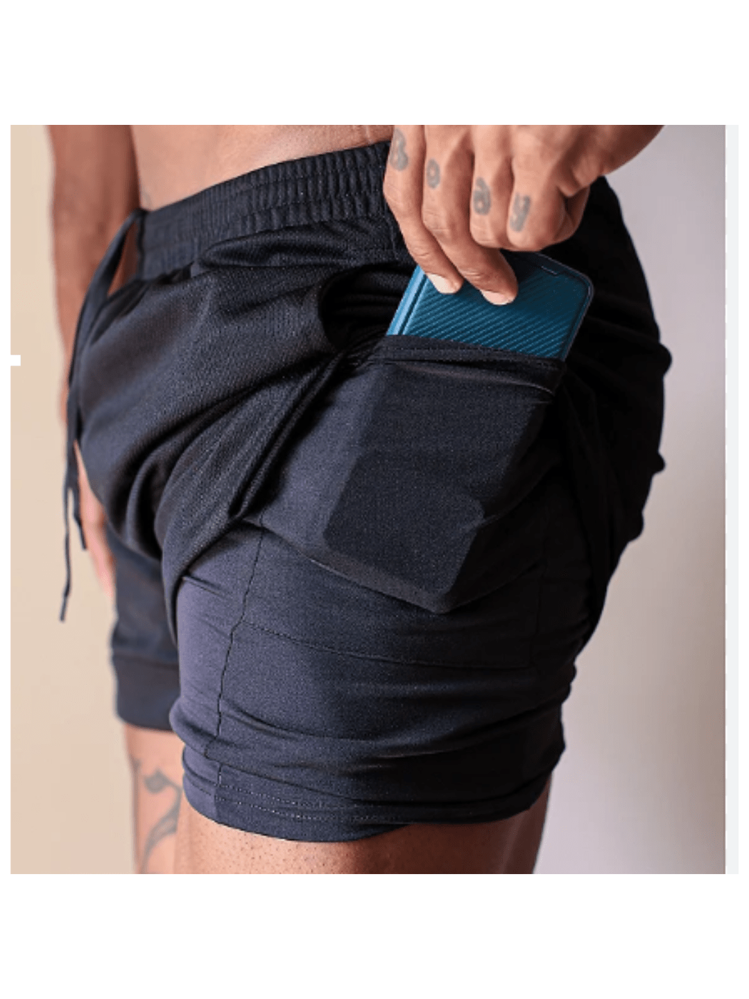 Bermuda De Compressão 2 Em 1 Masculina Com Bolso Interno Para Celular Perfeita Para Academia