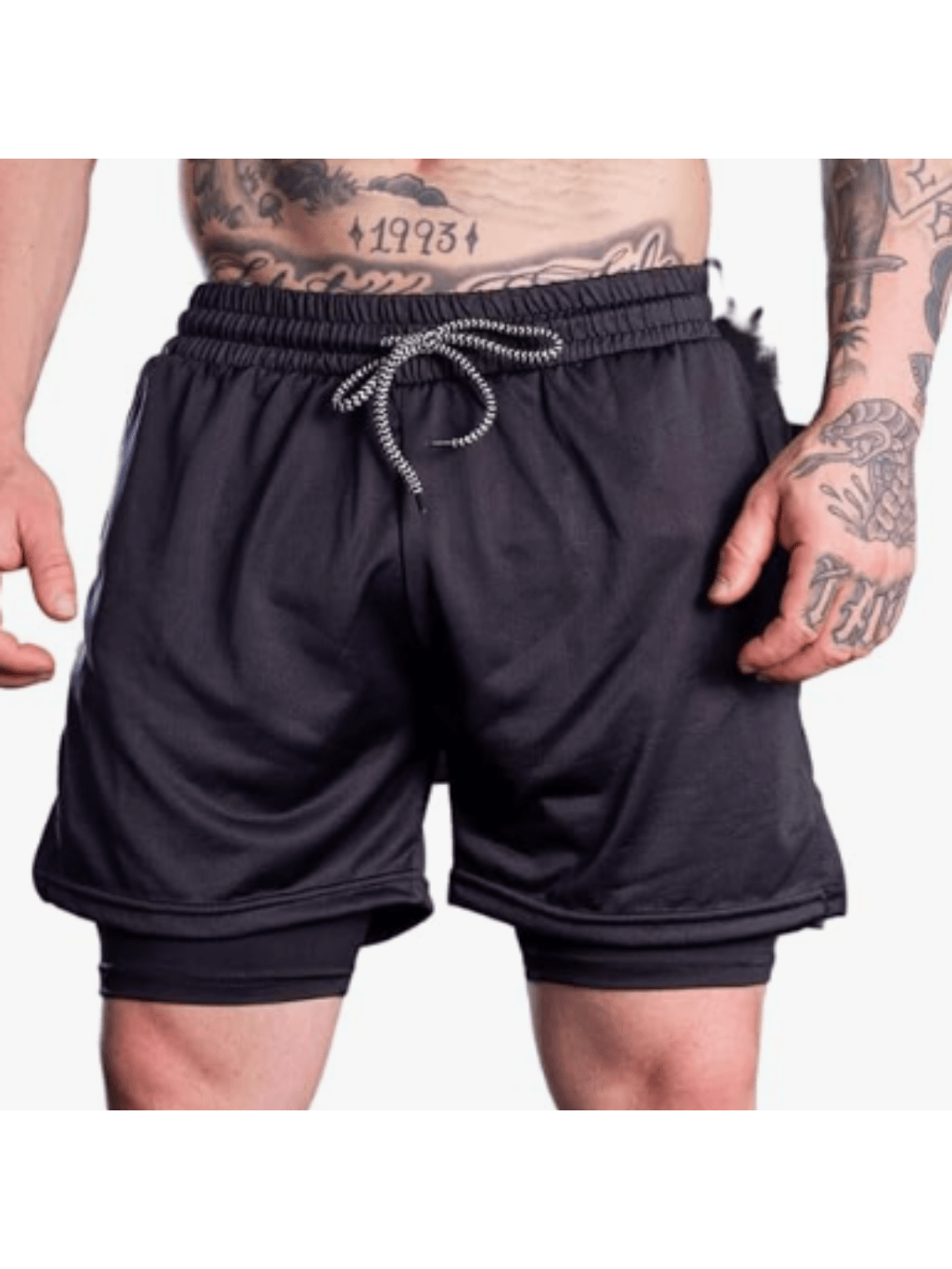 Bermuda De Compressão 2 Em 1 Masculina Com Bolso Interno Para Celular Perfeita Para Academia