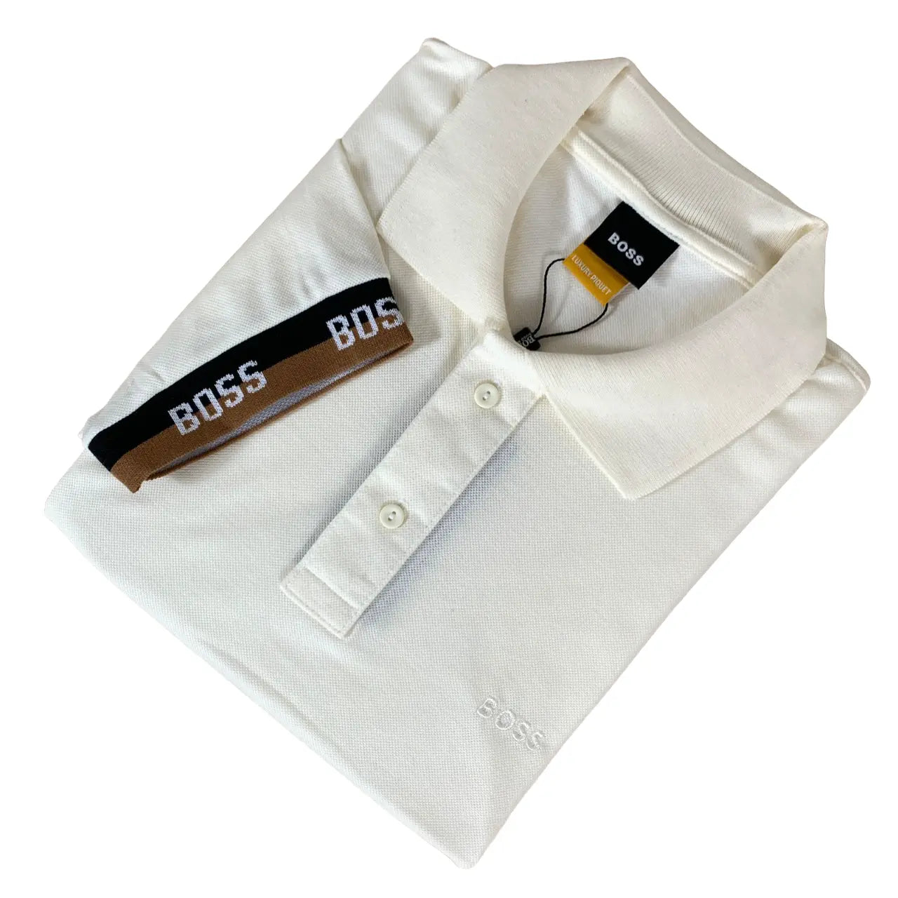 Camisa Masculina Polo Hugo Branca/ Cáqui