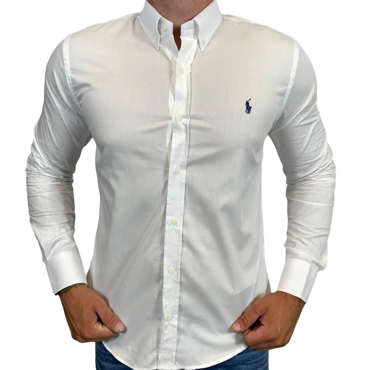 Camisa PRL Masculina Regular Fit Algodão Branca