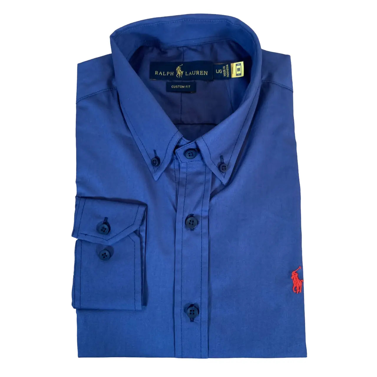 Camisa PRL Masculina Regular Fit Algodão Azul