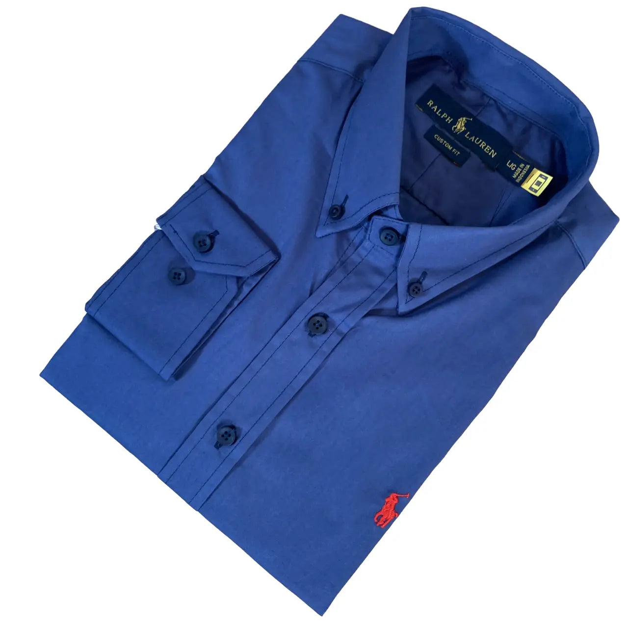 Camisa PRL Masculina Regular Fit Algodão Azul
