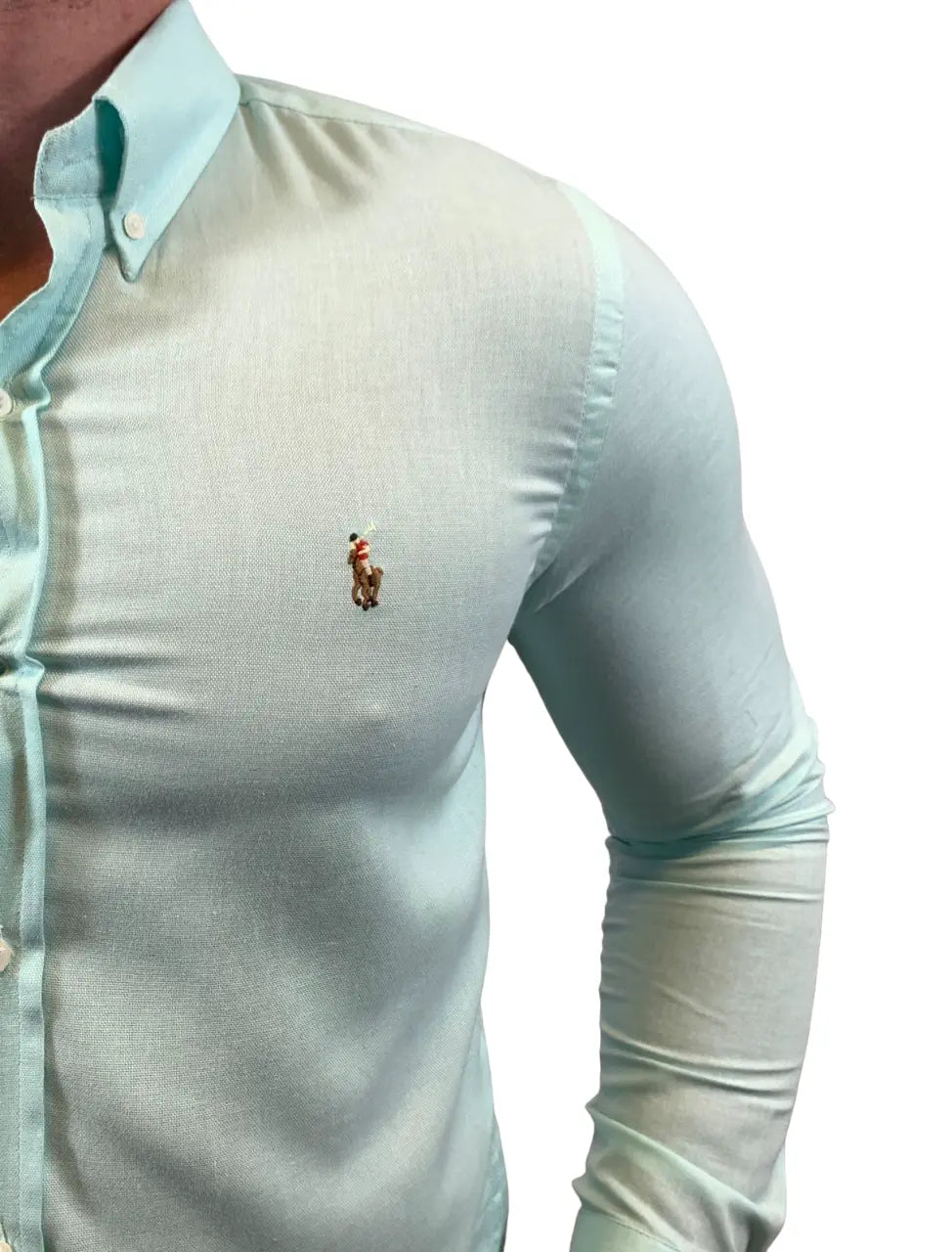 Camisa PRL Masculina Regular Fit Algodão Verde Claro