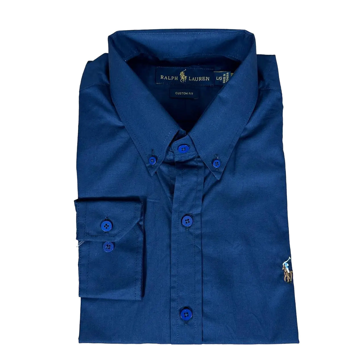 Camisa PRL Masculina Regular Fit Algodão Azul