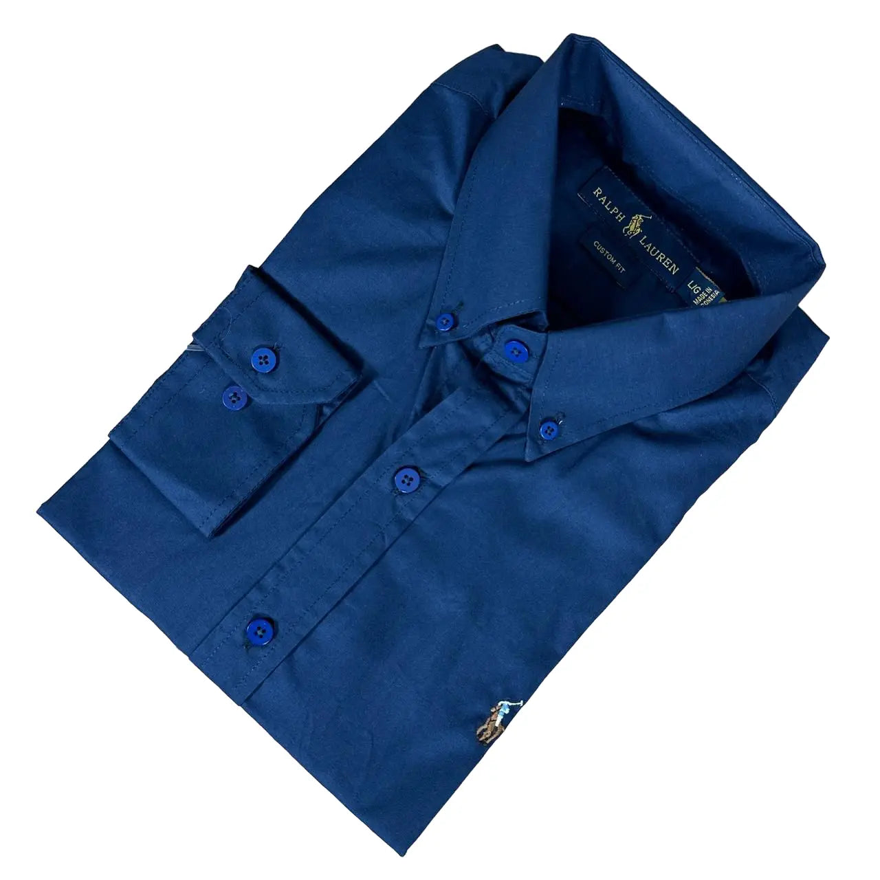 Camisa PRL Masculina Regular Fit Algodão Azul