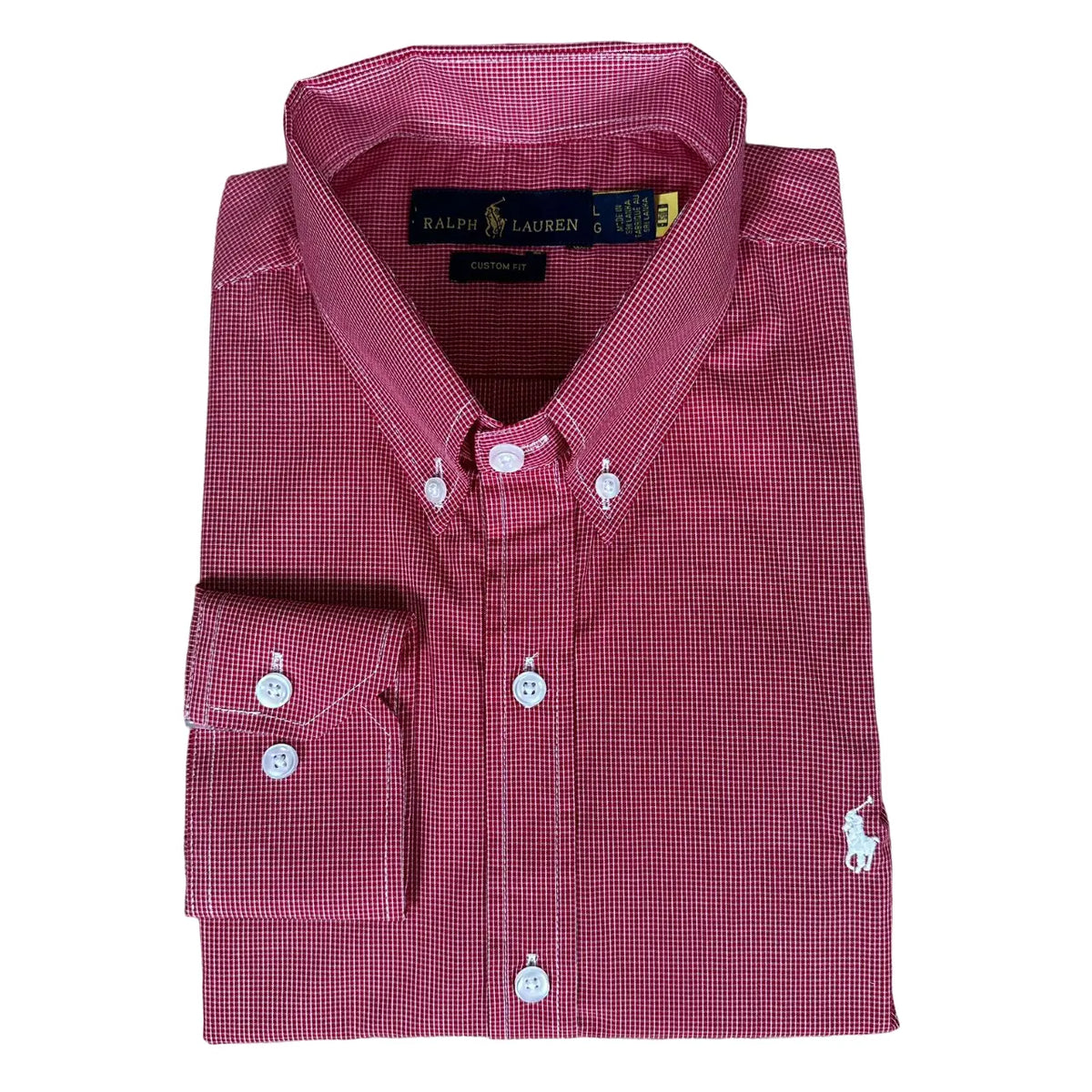 Camisa PRL Masculina Regular Fit Algodão Quadriculada Vermelha