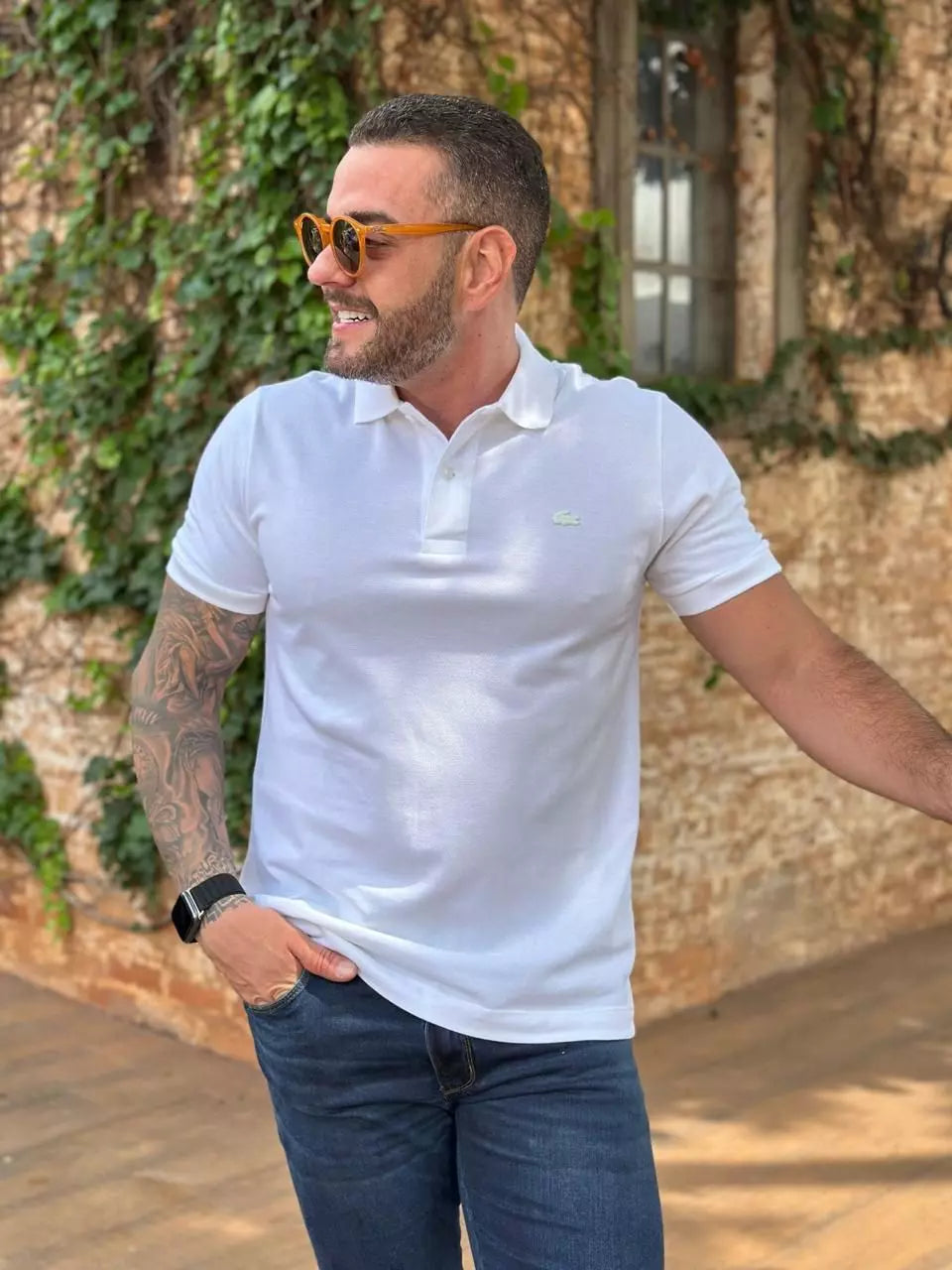 Camisa Polo LCT Masculina Regular Fit Cor Branca