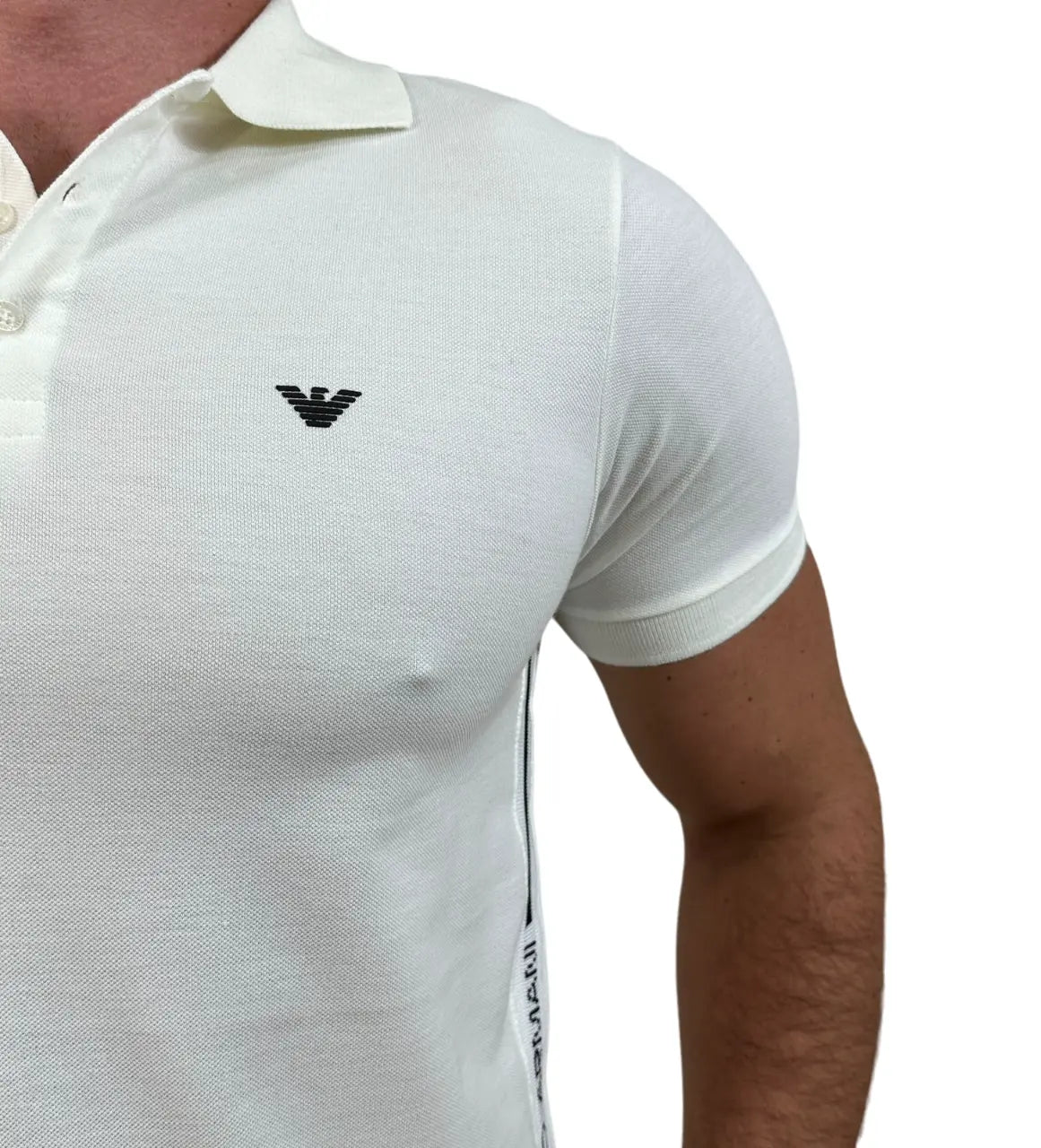Camisa Polo EA Masculina Custom Fit Cor Branca