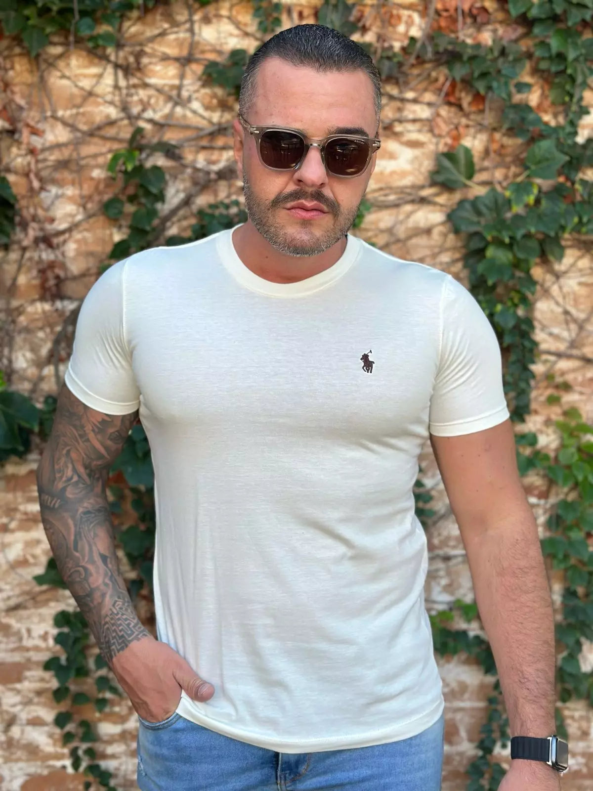 Camiseta Raulph L. Masculina Manga Curta Cor Branca Off-White