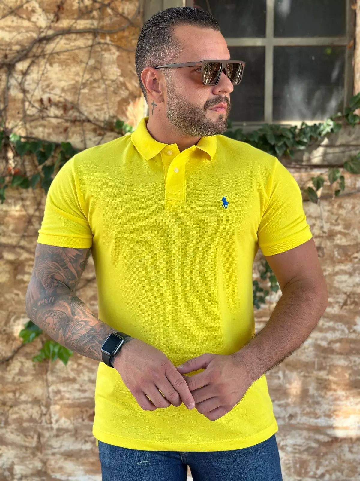 Camisa Polo Masculina Custom Fit Raulph L. Cor Amarela