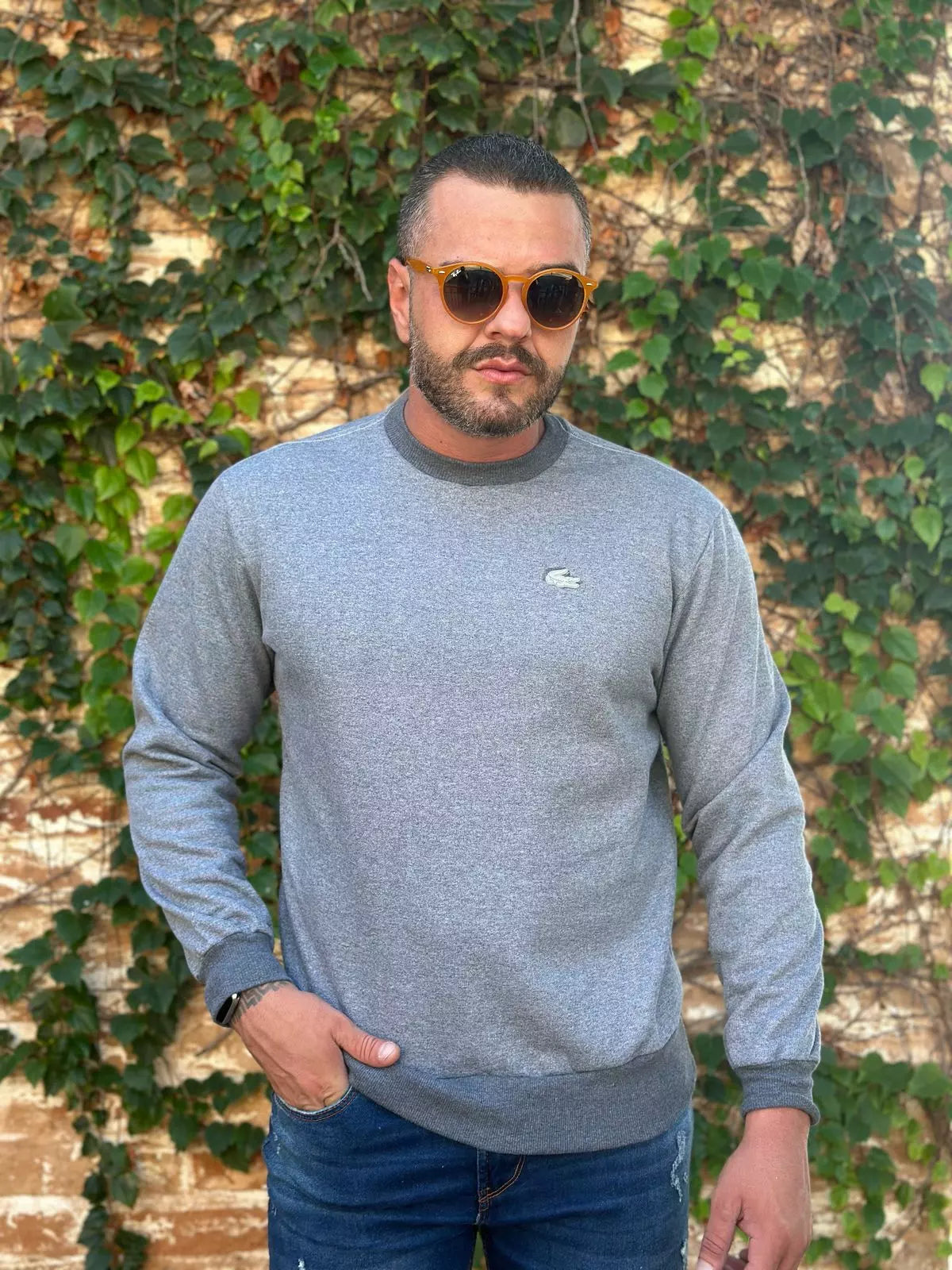 Blusa Moletom LCT Monocromático Cinza em Algodão e Poliéster