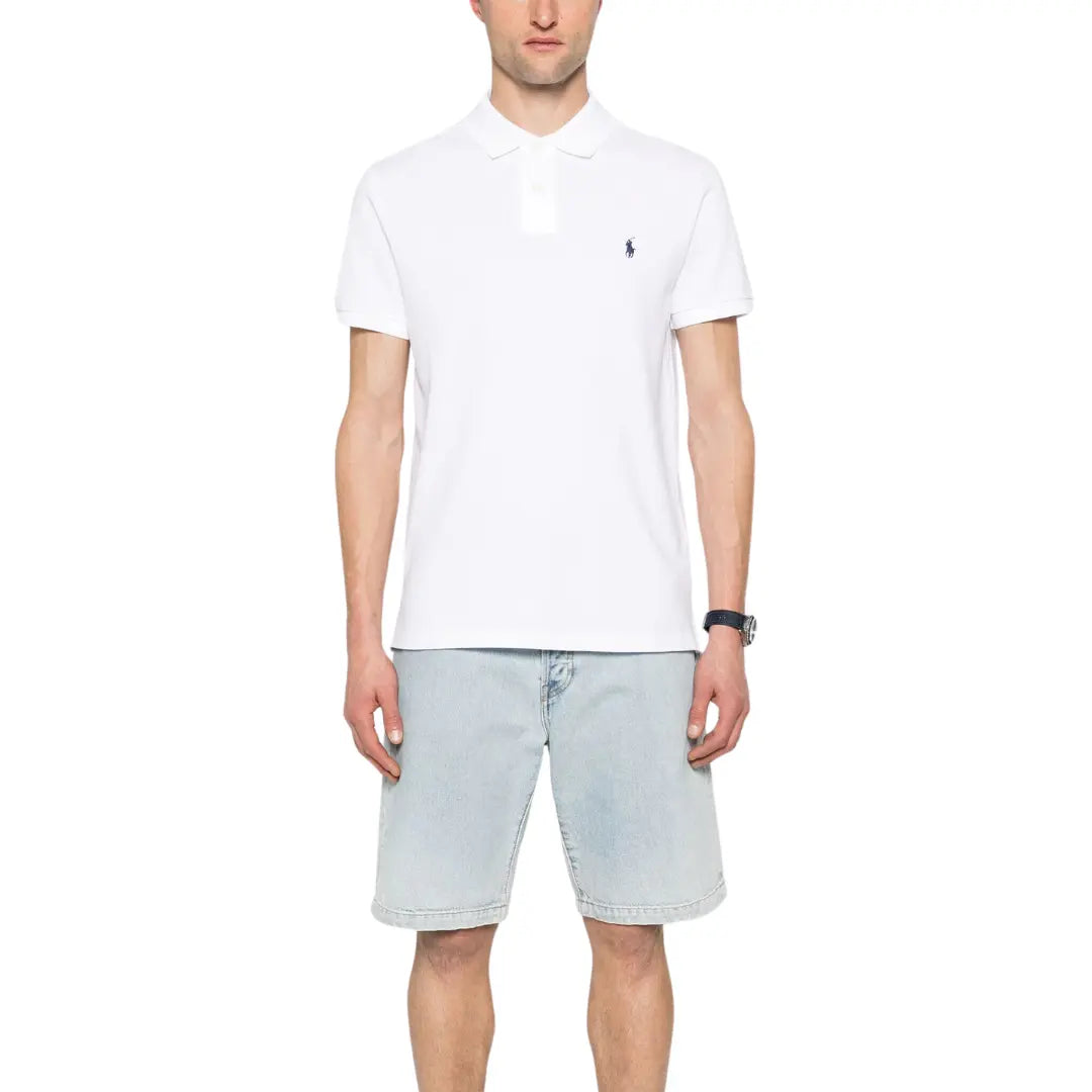 Camisa Polo R.L Masculina Custom Fit Cor Branca