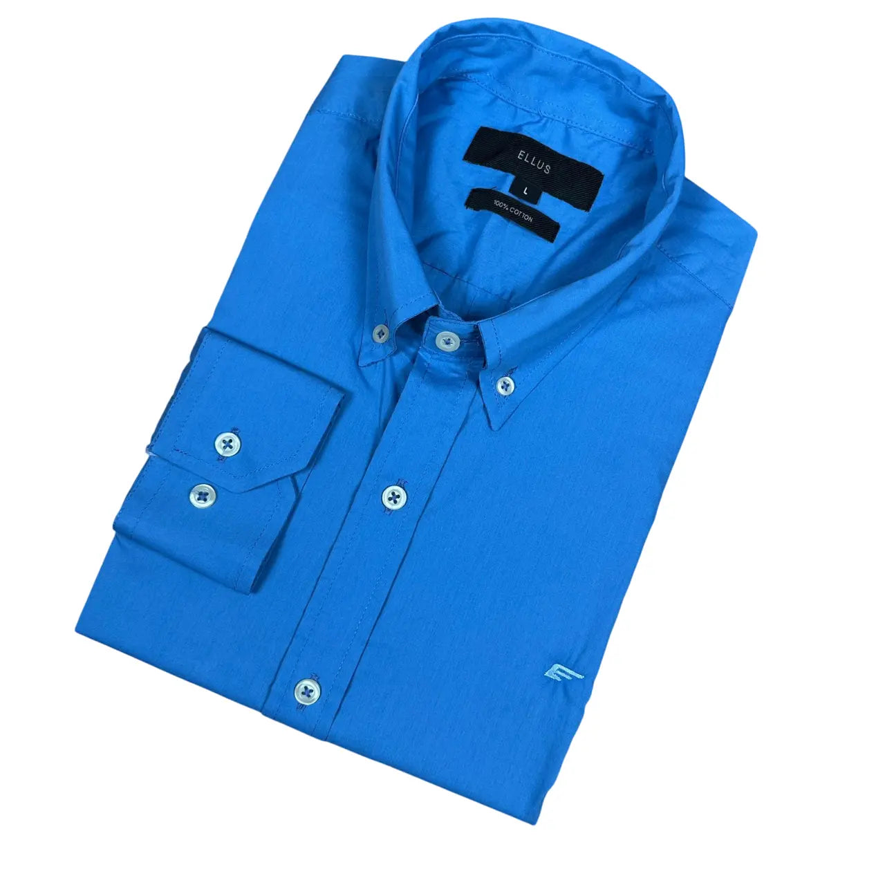Camisa Ellus Custom Fit Tricoline Cor Azul