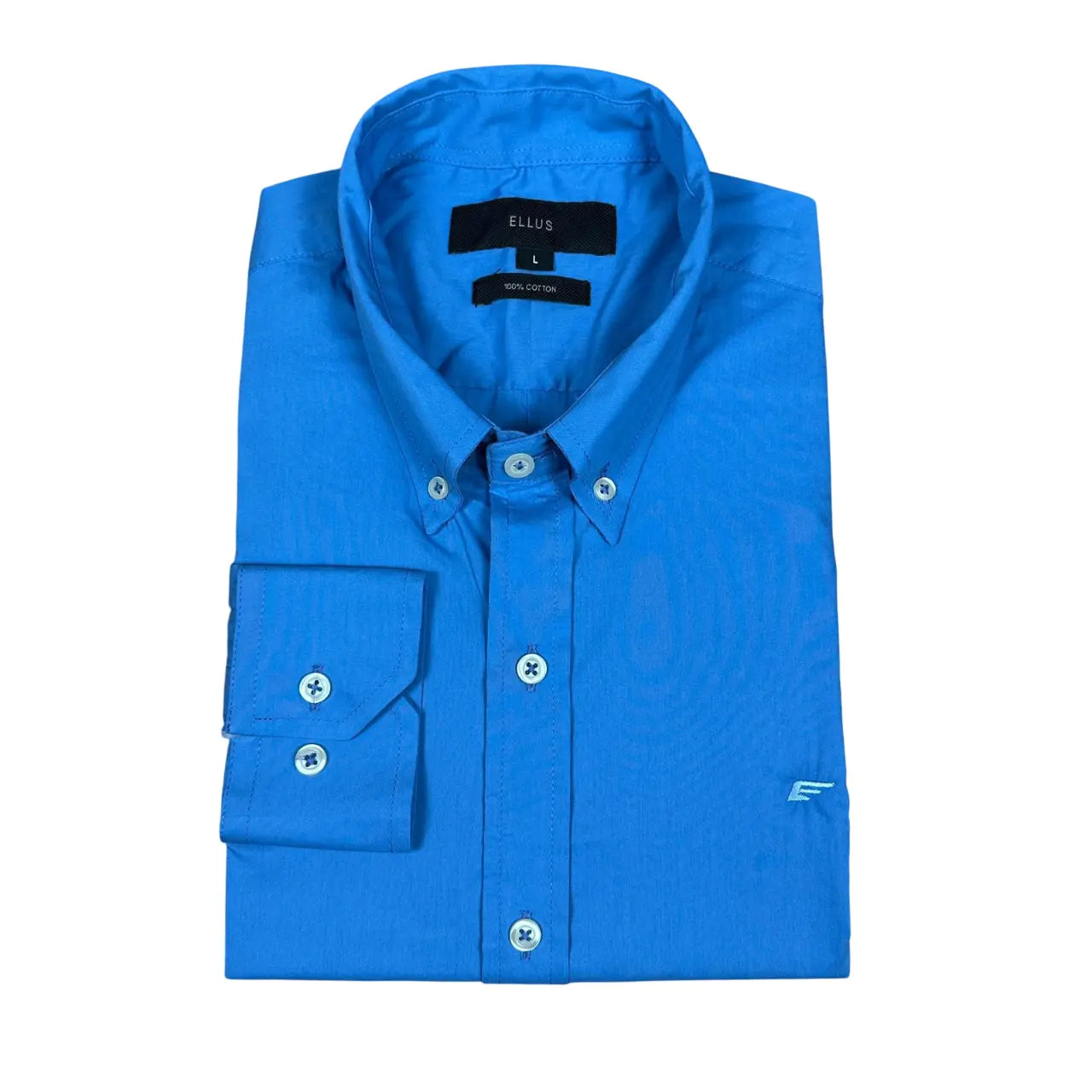 Camisa Ellus Custom Fit Tricoline Cor Azul