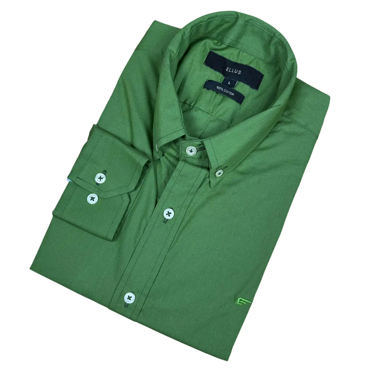Camisa Ellus Custom Fit Tricoline Cor Verde