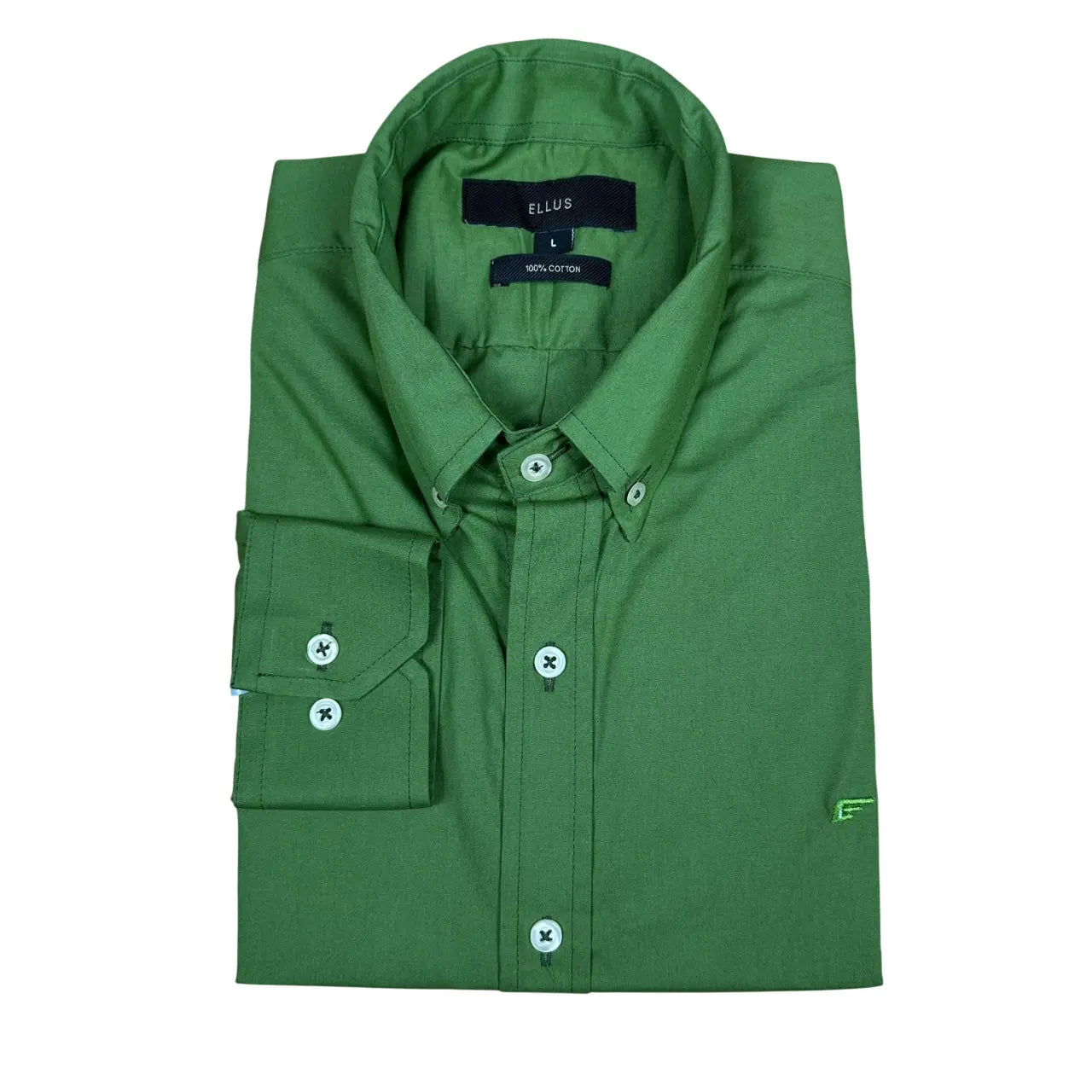 Camisa Ellus Custom Fit Tricoline Cor Verde