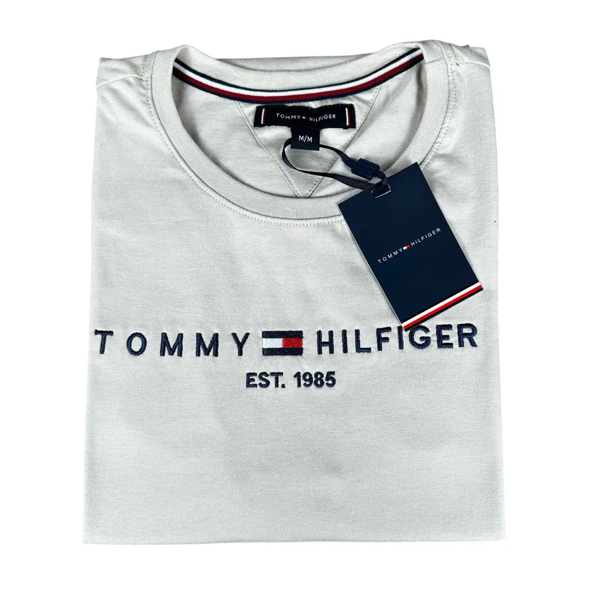 Camiseta T. Hilfiger Masculina Manga Curta Cor Bege Seda Pima