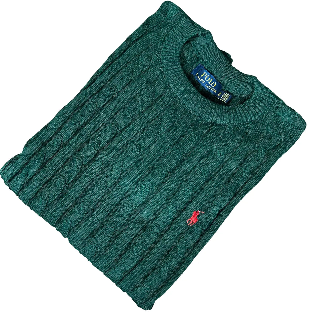 Suéter Masculino Monocromático Verde com Gola Redonda em Poliéster