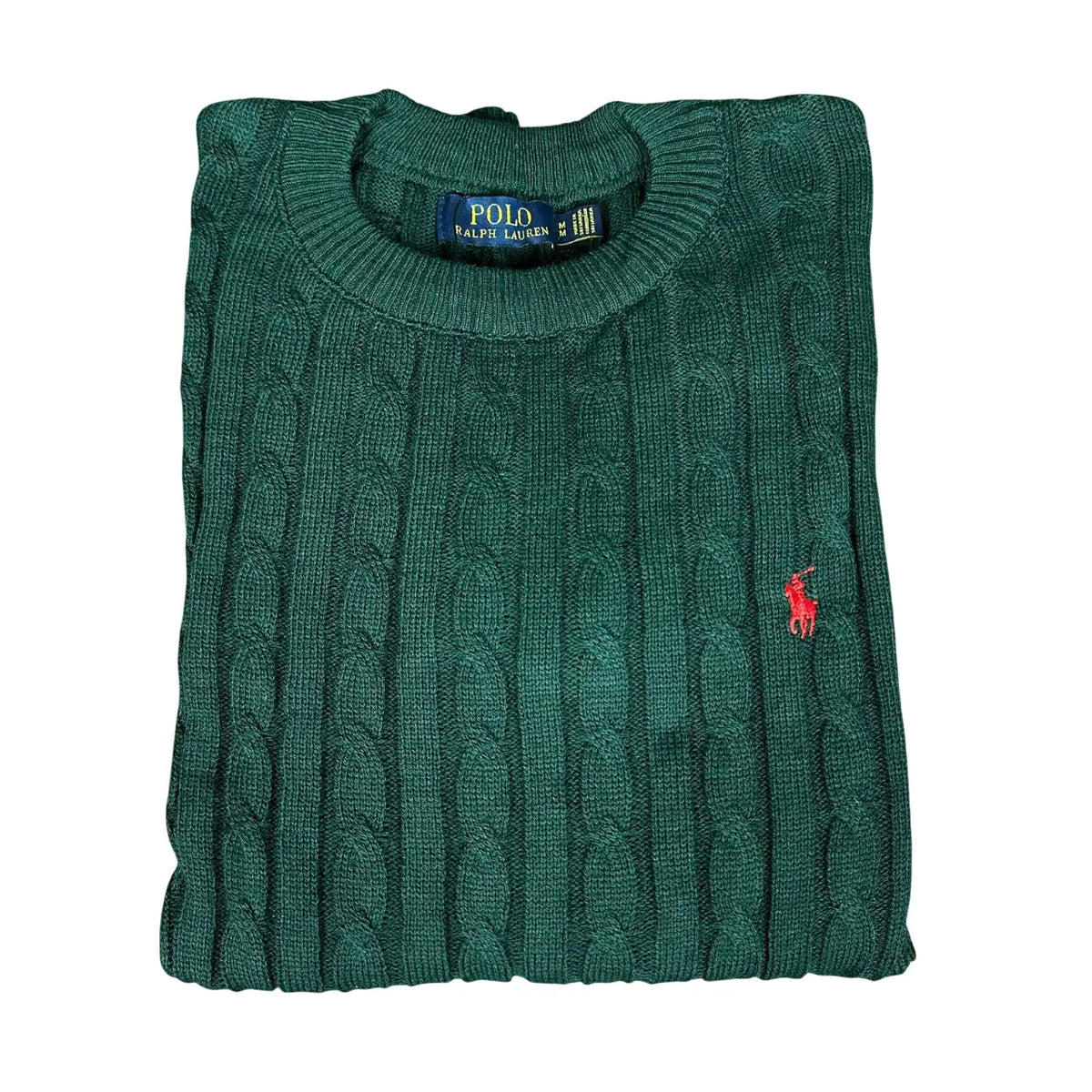 Suéter Masculino Monocromático Verde com Gola Redonda em Poliéster