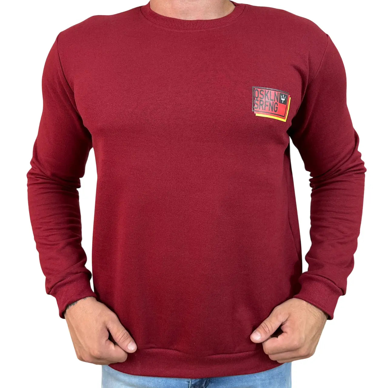 Blusa Moletom Osklen Monocromático Vinho em Algodão e Poliéster