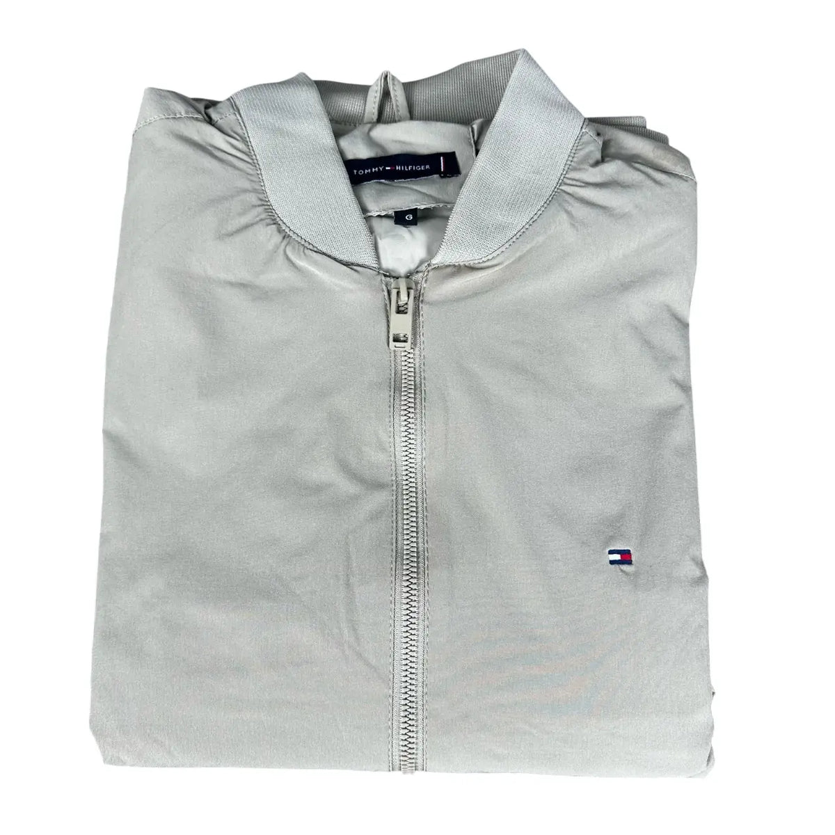 Jaqueta T. Hilfiger Monocromático Cáqui com Zíper em Poliéster e Elastano