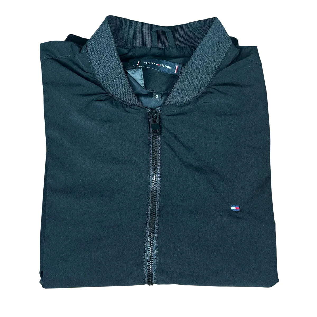 Jaqueta T. Hilfiger Monocromático Preto com Zíper em Poliéster e Elastano