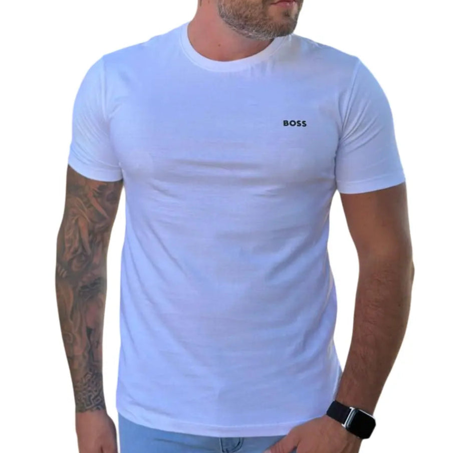 Camiseta Masculina Manga Curta Cor Branca em Seda Pima