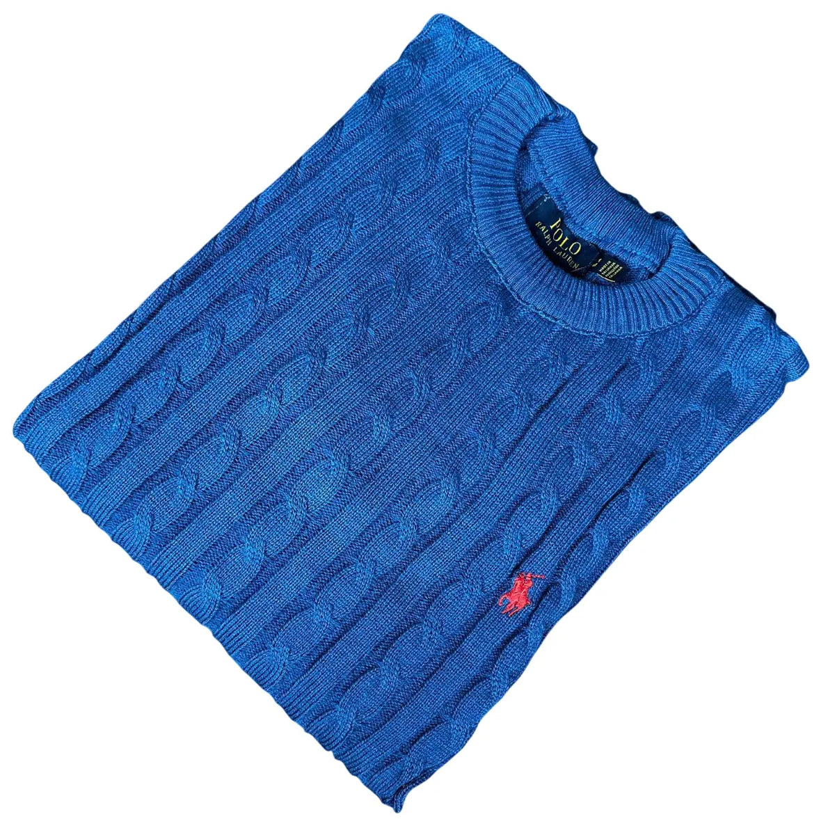 Suéter Masculino Monocromático Azul com Gola Redonda em Poliéster