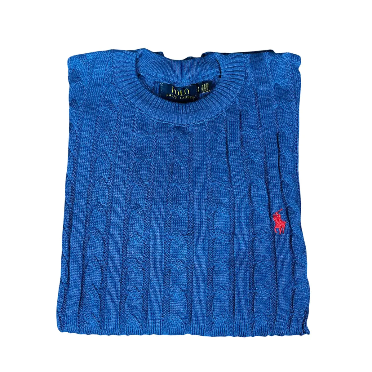 Suéter Masculino Monocromático Azul com Gola Redonda em Poliéster