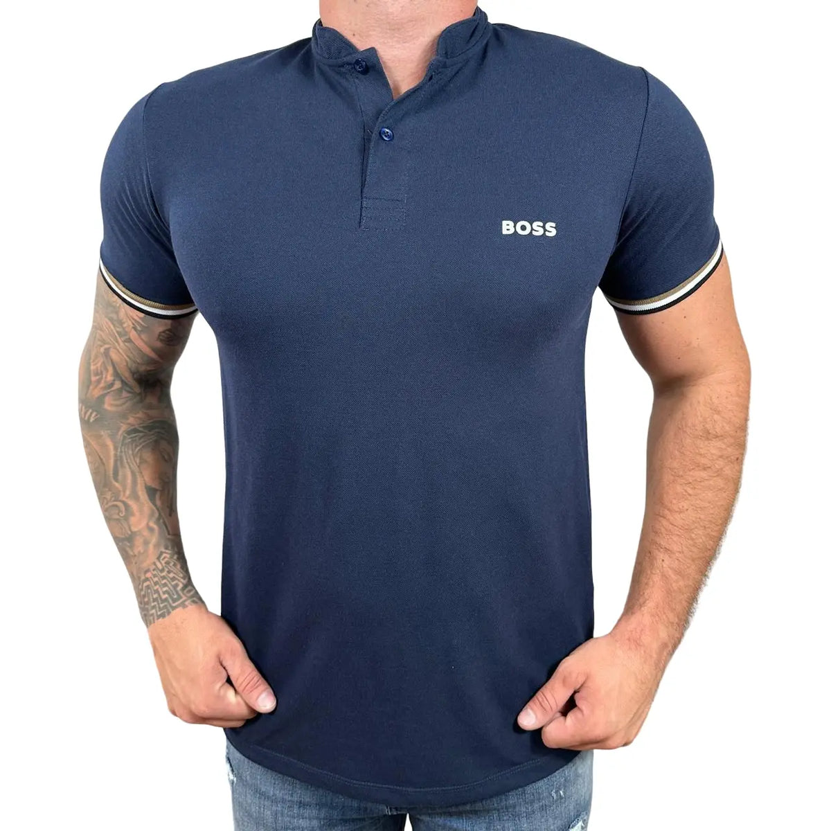 Camisa Polo HB Masculina Custom Fit Cor Azul