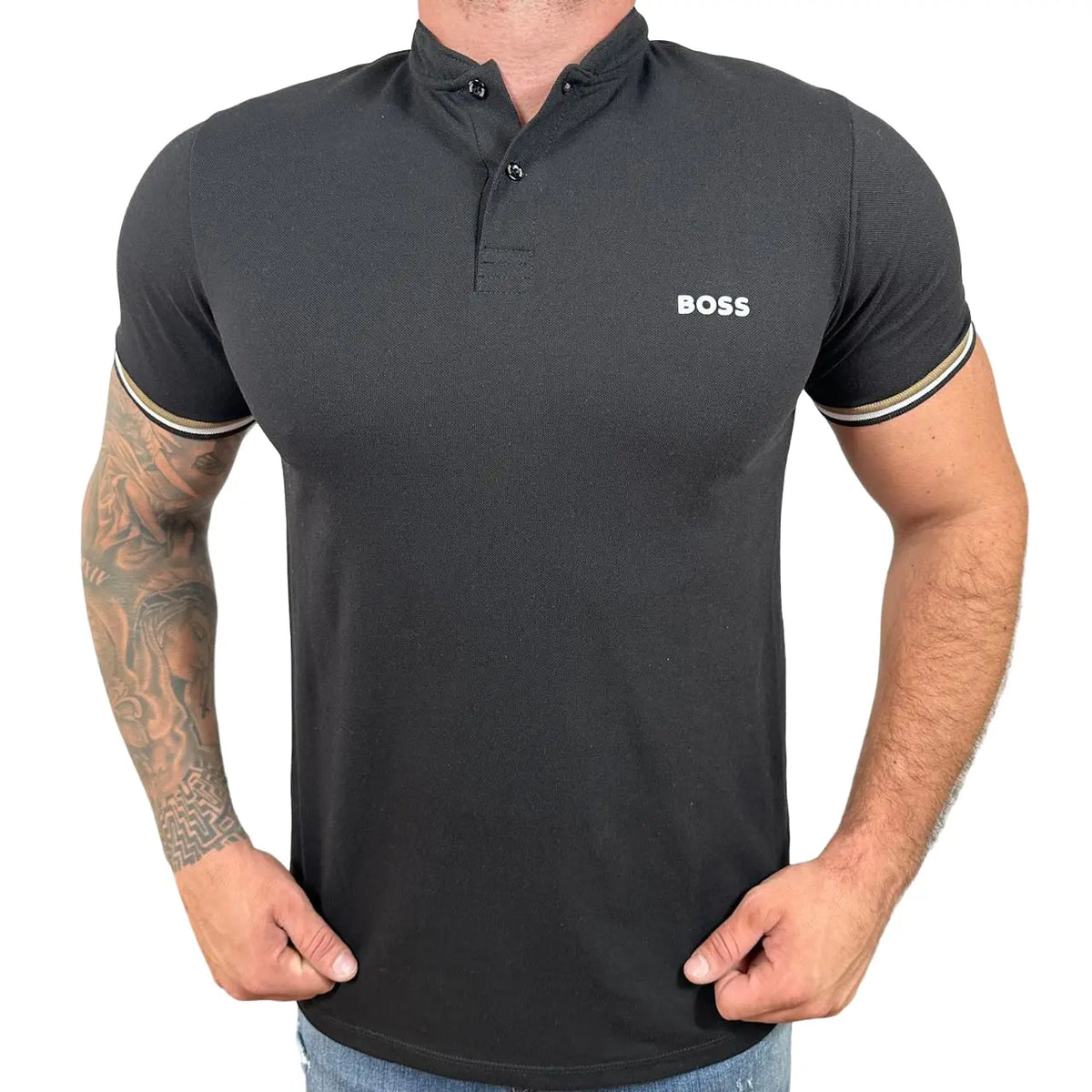 Camisa Polo HB Masculina Custom Fit Cor Preta
