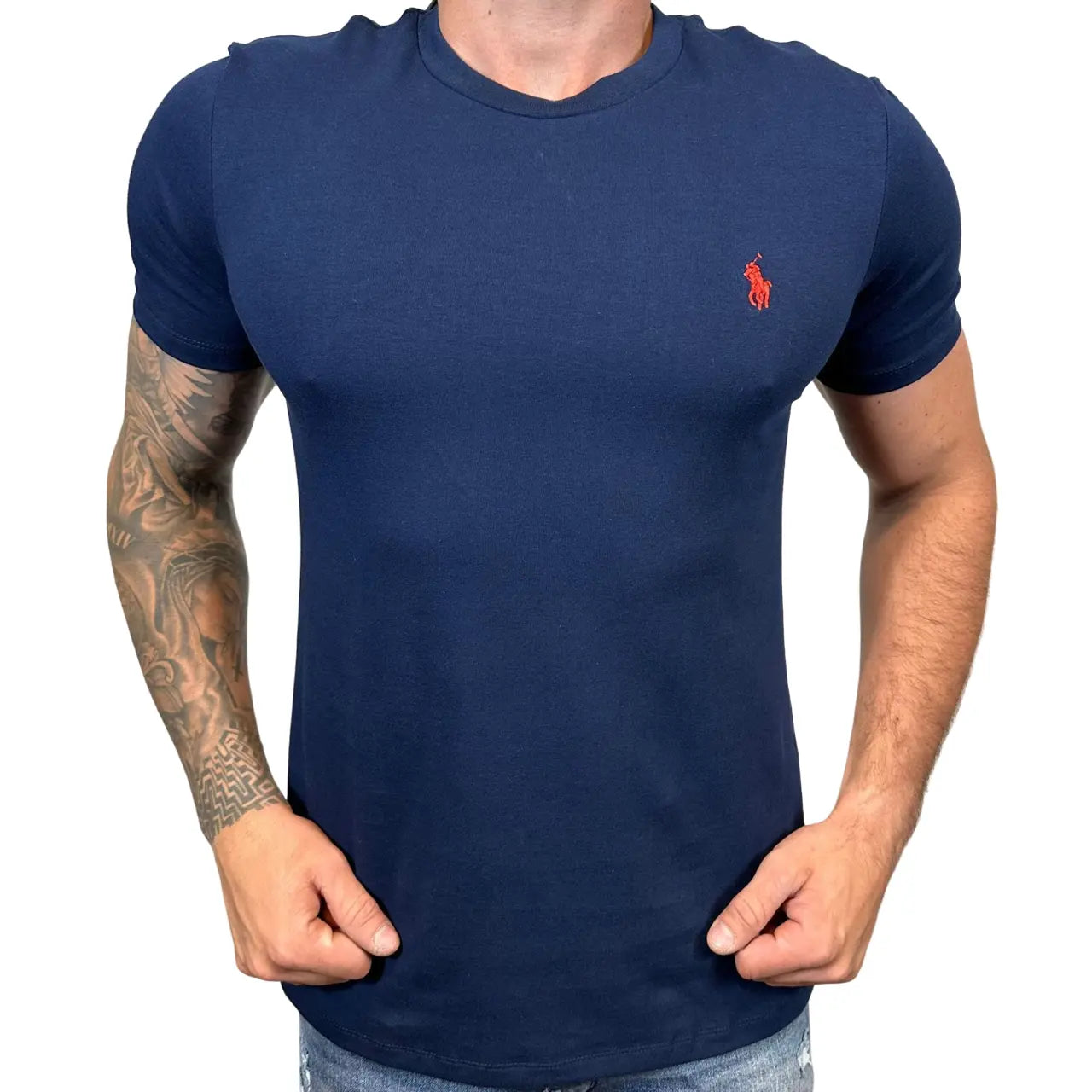 Camiseta Masculina Manga Curta PRL Cor Azul