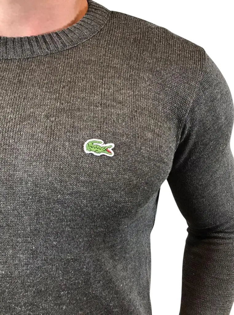 Suéter Monocromático Cinza LCT com Gola Redonda em Poliéster