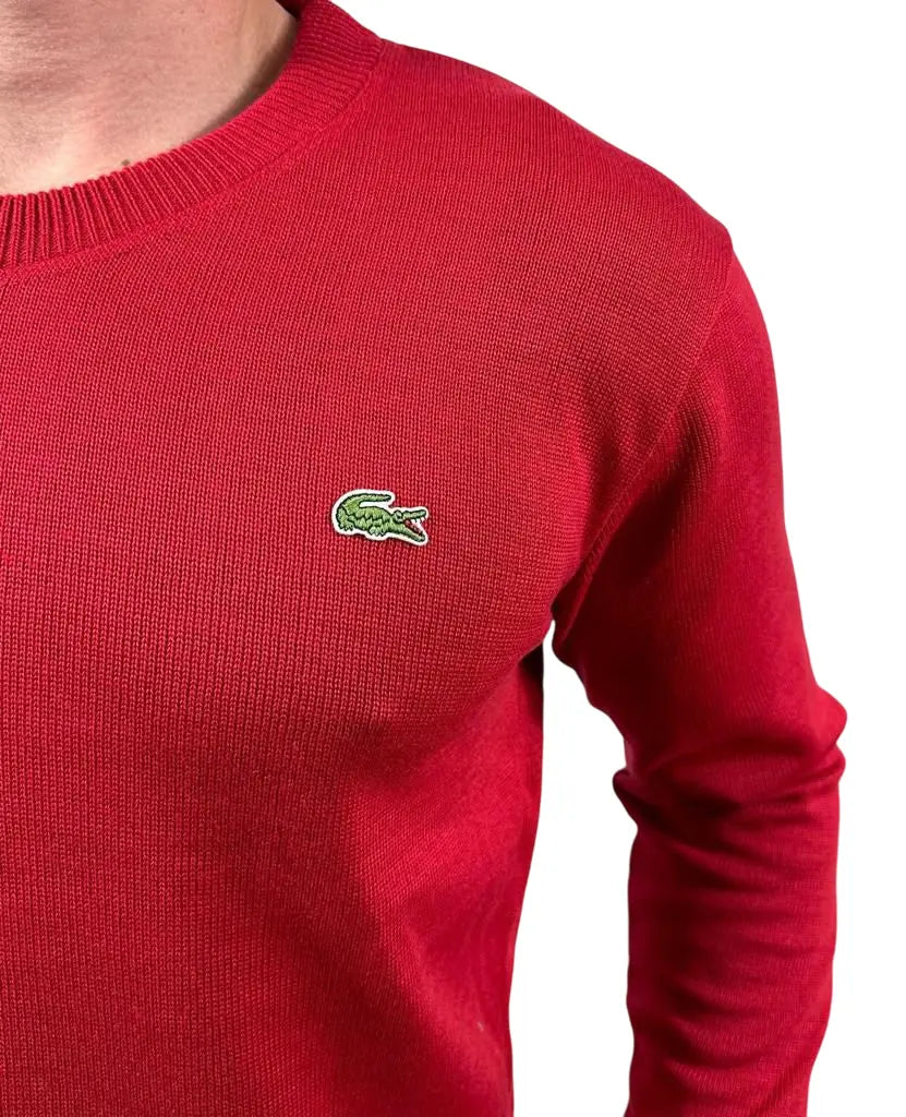 Suéter Masculino Monocromático LCT Vermelho com Gola Redonda em Poliéster