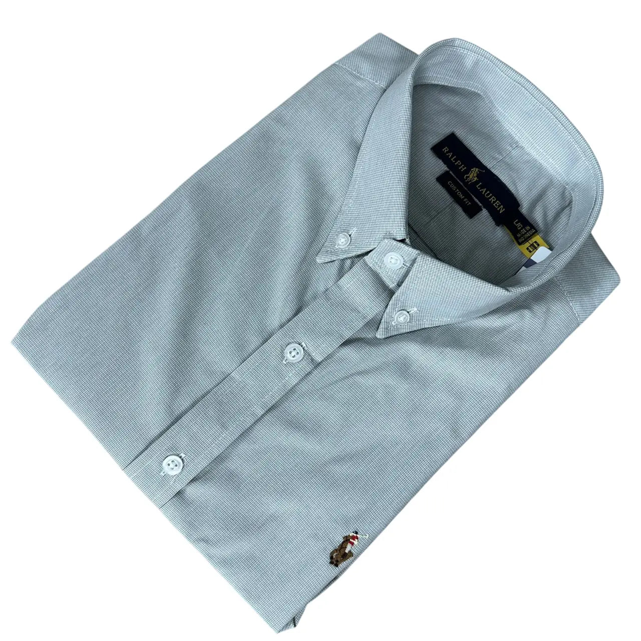 Camisa PRL Masculina Manga Curta Tricoline Cinza Micro Xadrez