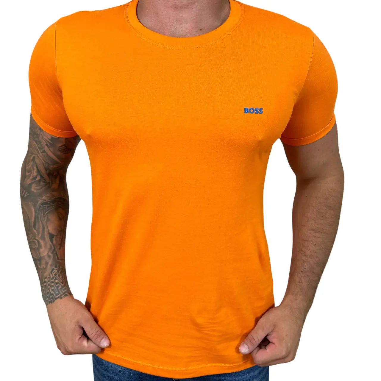 Camiseta Masculina Manga Curta Cor Laranja