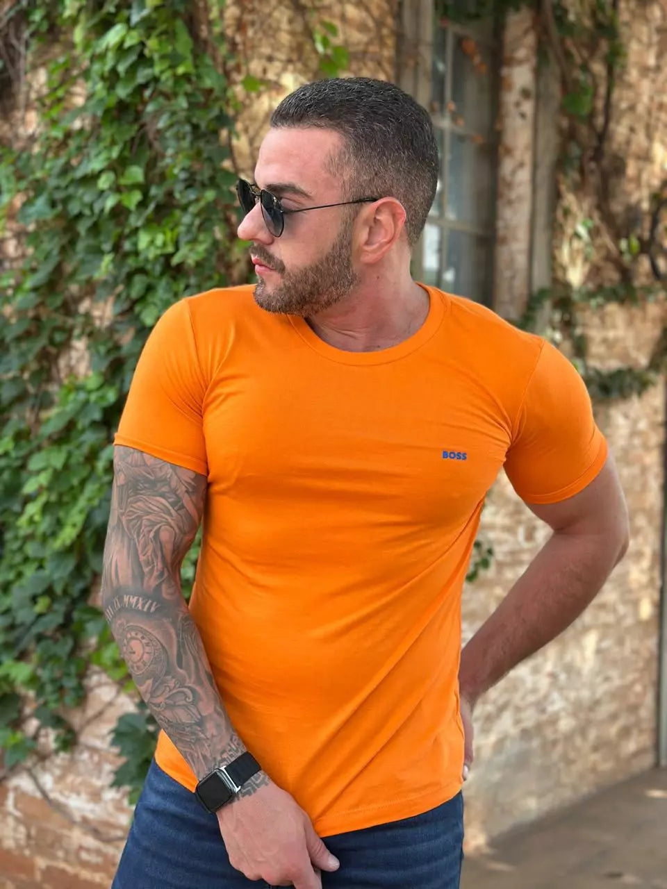 Camiseta Masculina Manga Curta Cor Laranja