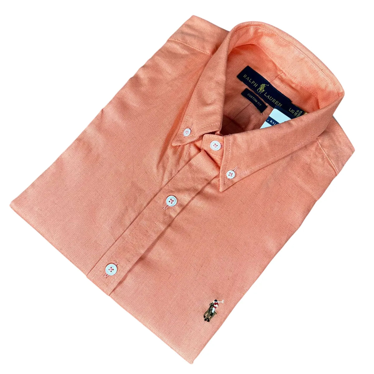 Camisa Masculina Manga Curta PRL Oxford Salmão