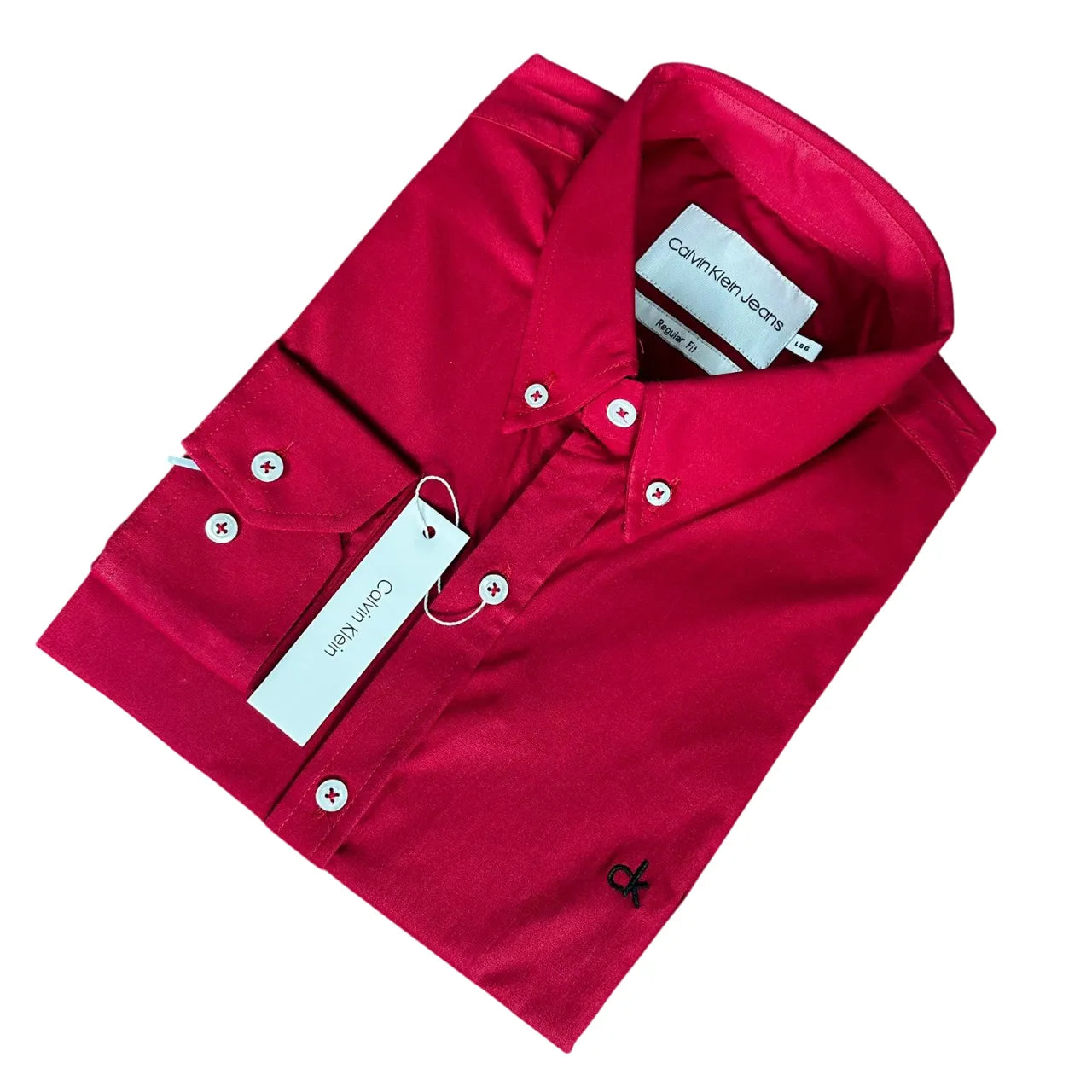 Camisa Social Custom Fit CK Tricoline Vermelho