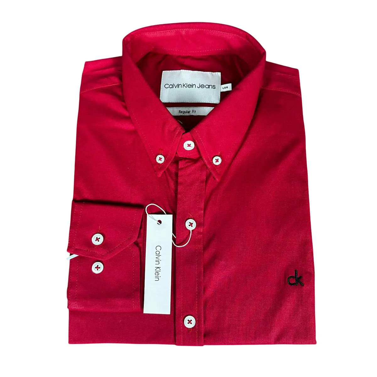 Camisa Social Custom Fit CK Tricoline Vermelho
