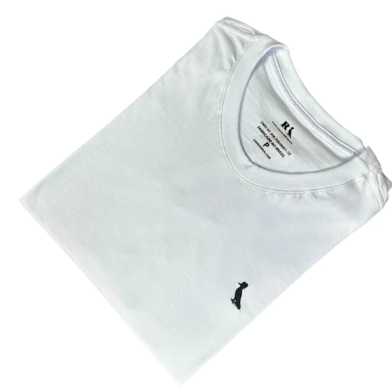 Camiseta Masculina Regular Fit Algodão com Elastano Cor Branca