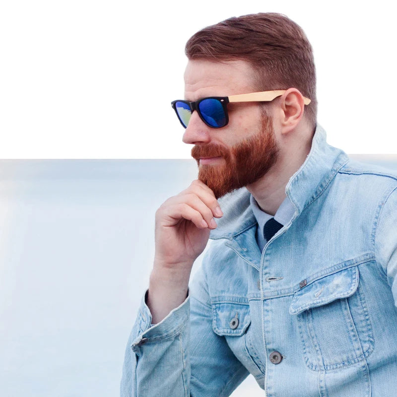 Óculos de Sol Masculino em Bambu Natural Bobo Bird CG004 Resina Dupla