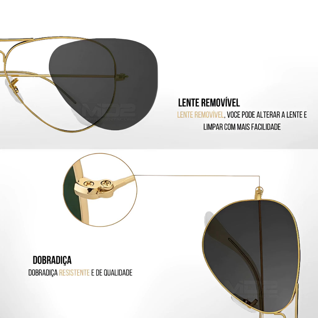 Óculos De Sol Masculino Aviador Clássico Maverick RF373