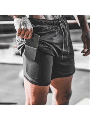 Bermuda De Compressão 2 Em 1 Masculina Com Bolso Interno Para Celular Perfeita Para Academia