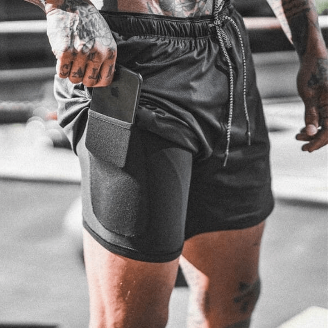 Bermuda De Compressão 2 Em 1 Masculina Com Bolso Interno Para Celular Perfeita Para Academia