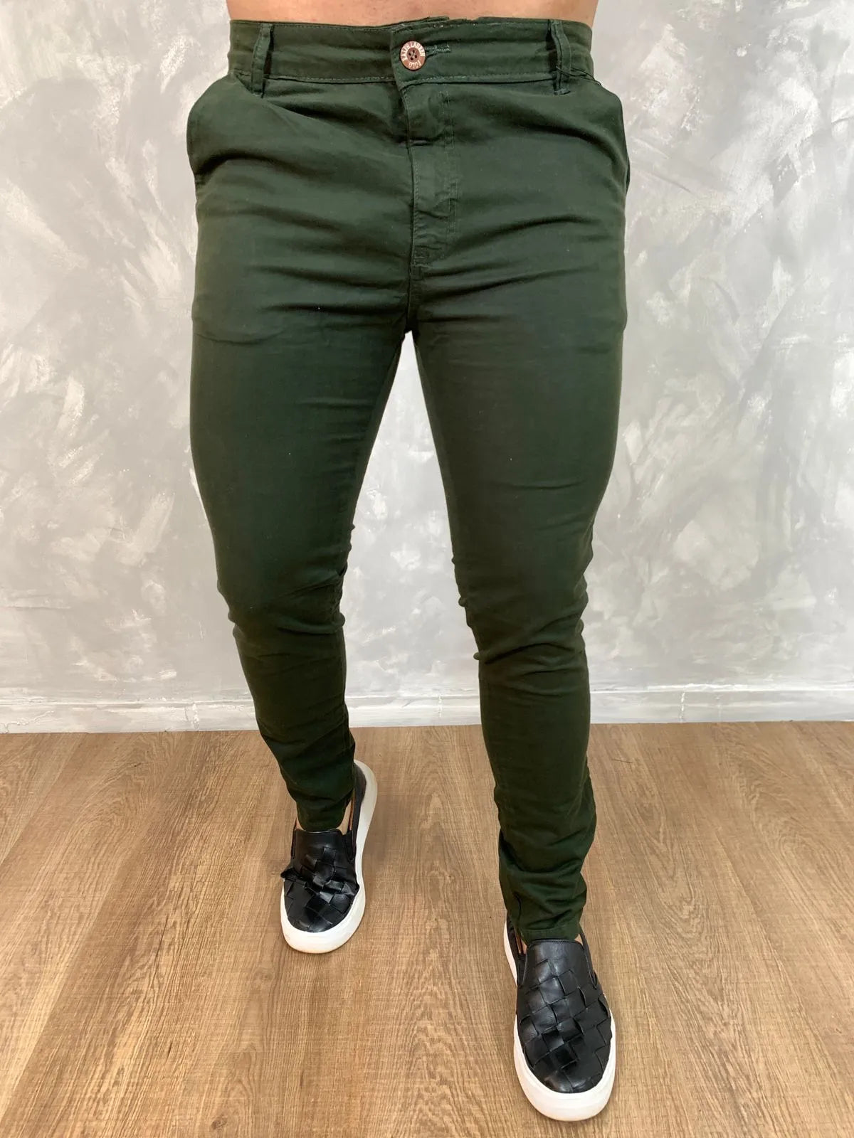 Calça Sarja Masculina Ralph Alfaiataria Premium com Elástano Cor Verde