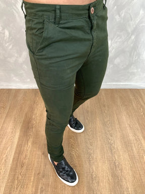Calça Sarja Masculina Ralph Alfaiataria Premium com Elástano Cor Verde