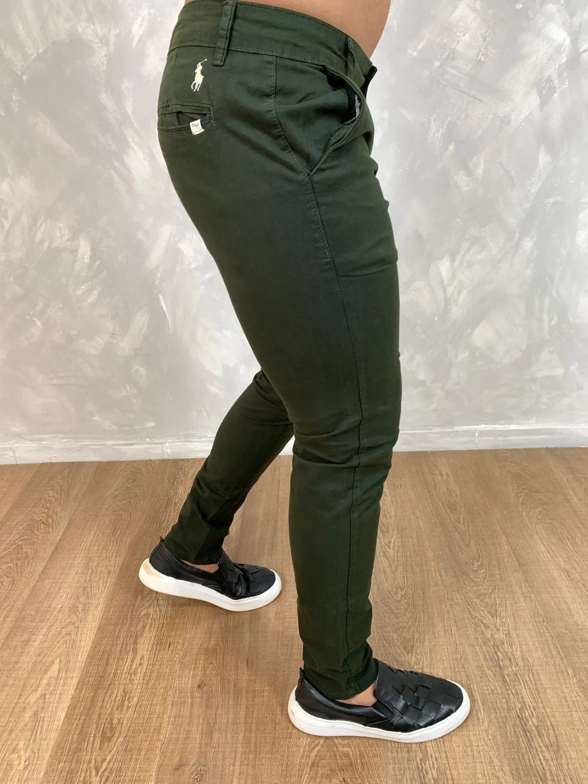 Calça Sarja Masculina Ralph Alfaiataria Premium com Elástano Cor Verde