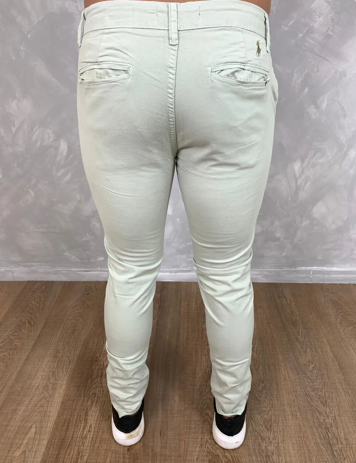 Calça Sarja Masculina Ralph Alfaiataria Premium com Elástano Cor Creme
