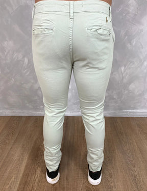 Calça Sarja Masculina Ralph Alfaiataria Premium com Elástano Cor Creme